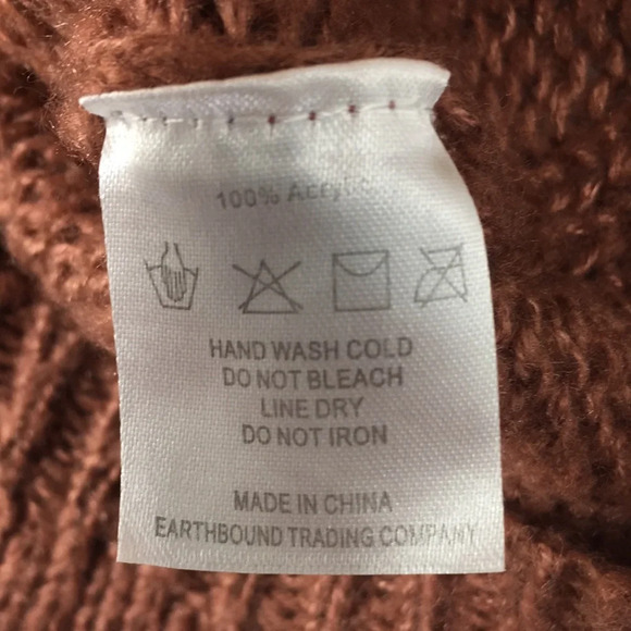 Earthbound Brown Knit‎ Turtleneck Sweater Womens XL Acrylic Open Knit - Picture 6 of 9